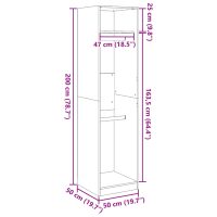 vidaXL Garderob svart 50x50x200 cm konstruerat trä - Bild 9