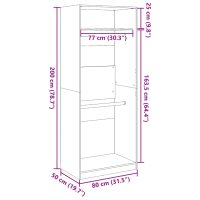 vidaXL Garderob svart 80x50x200 cm konstruerat trä - Bild 9