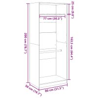 vidaXL Garderob rökfärgad ek 80x50x200 cm konstruerat trä - Bild 9