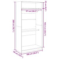 vidaXL Garderob svart 100x50x200 cm konstruerat trä - Bild 9