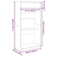 vidaXL Garderob sonoma-ek 100x50x200 cm konstruerat trä - Bild 9