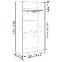 vidaXL Garderob grå sonoma 100x50x200 cm konstruerat trä - Bild 9
