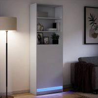 vidaXL Högskåp med LEDs vit 69x32,5x200 cm konstruerat trä - Bild 5