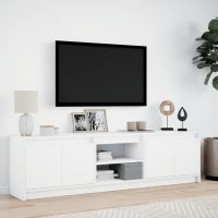 vidaXL Tv-bänk med LEDs vit 180x34x50 cm konstruerat trä - Bild 4