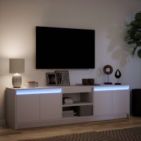 vidaXL Tv-bänk med LEDs vit 180x34x50 cm konstruerat trä - Bild 5