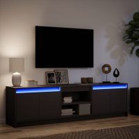 vidaXL Tv-bänk med LEDs svart 180x34x50 cm konstruerat trä - Bild 5