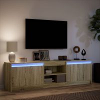 vidaXL Tv-bänk med LEDs sonoma-ek 180x34x50 cm konstruerat trä - Bild 5