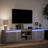 vidaXL Tv-bänk med LEDs grå sonoma 180x34x50 cm konstruerat trä - Bild 5