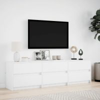 vidaXL Tv-bänk med LEDs vit 180x34x50 cm konstruerat trä - Bild 4