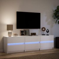 vidaXL Tv-bänk med LEDs vit 180x34x50 cm konstruerat trä - Bild 5