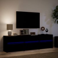 vidaXL Tv-bänk med LEDs svart 180x34x50 cm konstruerat trä - Bild 5