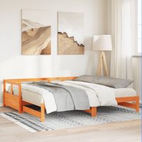 vidaXL Dagbädd utan madrass vaxad brun 90x190 cm massiv furu - Bild 4