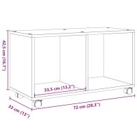 vidaXL Skåp med hjul vit 72x33x42,5 cm konstruerat trä - Bild 10