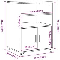 vidaXL Skåp med hjul vit 60x48x81 cm konstruerat trä - Bild 10