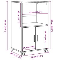 vidaXL Skåp med hjul sonoma-ek 55x40x91 cm konstruerat trä - Bild 10