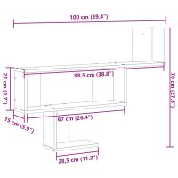 vidaXL Vägghylla vit 100x15x70 cm konstruerat trä - Bild 10