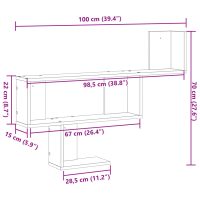 vidaXL Vägghylla svart 100x15x70 cm konstruerat trä - Bild 10