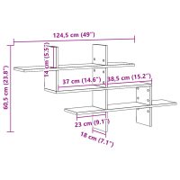 vidaXL Vägghylla vit 124,5x18x60,5 cm konstruerat trä - Bild 10