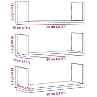 vidaXL Vägghyllor 3 st vit 58x18x18 cm konstruerat trä - Bild 10