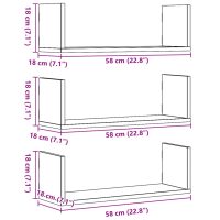 vidaXL Vägghyllor 3 st svart 58x18x18 cm konstruerat trä - Bild 10