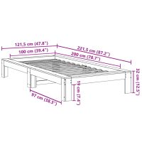 vidaXL Sängram utan madrass 100x200 cm massiv furu - Bild 8