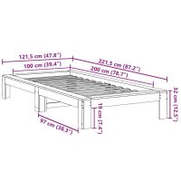 vidaXL Sängram utan madrass vaxbrun 100x200 cm massiv furu - Bild 8