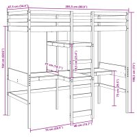 vidaXL Loftsäng utan madrass vit 80x200cm massiv furu - Bild 10