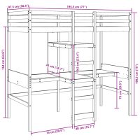 vidaXL Loftsäng utan madrass vaxbrun 90x190 cm massiv furu - Bild 10