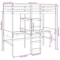 vidaXL Loftsäng utan madrass vit 75x190 cm massiv furu - Bild 10