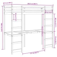 vidaXL Våningssäng med skrivbord 90x200 cm massiv furu - Bild 10