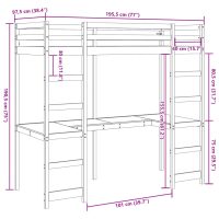 vidaXL Loftsäng utan madrass 90x190 cm massiv furu - Bild 10