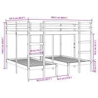 vidaXL Våningssäng 3 platser vaxbrun 140x200/70x140 cm massiv furu - Bild 10