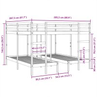 vidaXL Våningssäng 3 platser vaxbrun 140x200/70x140 cm massiv furu - Bild 10