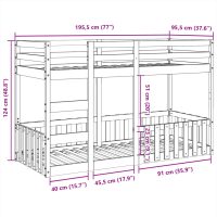 vidaXL Våningssäng vaxad brun 90x190 cm massiv furu - Bild 10