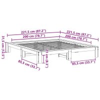 vidaXL Sängram utan madrass vit 200x200 cm massiv furu - Bild 8