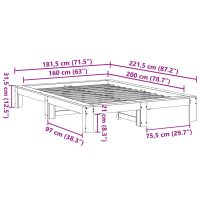 vidaXL Sängram utan madrass 160x200 cm massiv furu - Bild 8