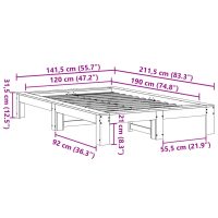 vidaXL Sängram utan madrass 120x190 cm massiv furu - Bild 8