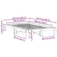 vidaXL Sängram utan madrass vit 120x190 cm massiv furu - Bild 8