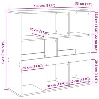 vidaXL Bokhylla/rumsavdelare vit 100x33x94,5 cm - Bild 9