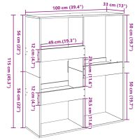 vidaXL Bokhylla/Rumsavdelare åldrat trä 100x33x115 cm - Bild 9