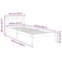 vidaXL Sängram utan madrass extra lång 80x210 cm massiv furu - Bild 9