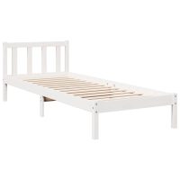 vidaXL Sängram utan madrass extra lång vit 90x210 cm massiv furu - Bild 3