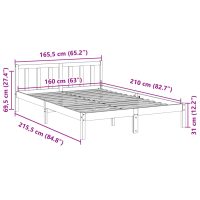 vidaXL Sängram utan madrass extra lång 160x210 cm massiv furu - Bild 9