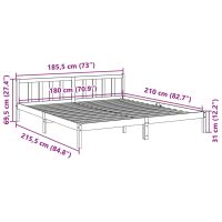 vidaXL Sängram utan madrass extra lång 180x210 cm massiv furu - Bild 9