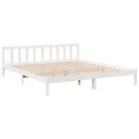 vidaXL Sängram utan madrass extra lång vit 200x210 cm massiv furu - Bild 3