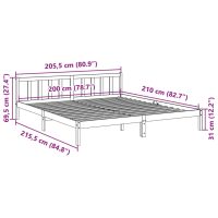 vidaXL Sängram utan madrass extra lång vit 200x210 cm massiv furu - Bild 9