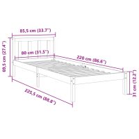 vidaXL Sängram utan madrass extra lång vit 80x220 cm massiv furu - Bild 9