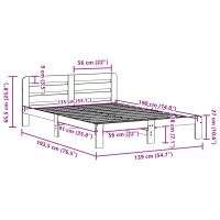 vidaXL Sängram utan madrass 135x190 cm massiv furu - Bild 9