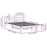 vidaXL Sängram utan madrass vaxbrun 135x190 cm massiv furu - Bild 9