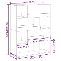 vidaXL Bokhylla betonggrå 100x33x125,5 cm konstruerat trä - Bild 9